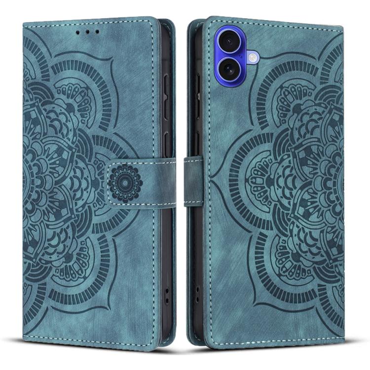 Custodia per telefono in pelle satinata stile retrò con mandala in rilievo., For iPhone 16, For iPhone 15 Pro Max, For iPhone 15 Pro, For iPhone 15 Plus