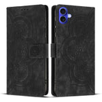 Custodia per telefono in pelle satinata stile retrò con mandala in rilievo., For iPhone 16, For iPhone 15 Pro Max, For iPhone 15 Pro, For iPhone 15 Plus