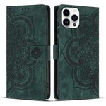 Custodia per telefono in pelle satinata stile retrò con mandala in rilievo., For iPhone 16, For iPhone 15 Pro Max, For iPhone 15 Pro, For iPhone 15 Plus