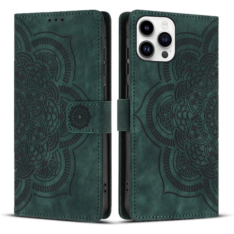 Custodia per telefono in pelle satinata stile retrò con mandala in rilievo., For iPhone 16, For iPhone 15 Pro Max, For iPhone 15 Pro, For iPhone 15 Plus