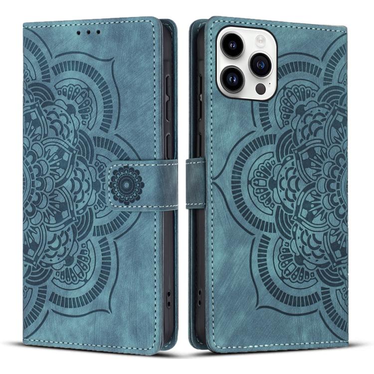 Custodia per telefono in pelle satinata stile retrò con mandala in rilievo., For iPhone 16, For iPhone 15 Pro Max, For iPhone 15 Pro, For iPhone 15 Plus