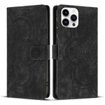 Custodia per telefono in pelle satinata stile retrò con mandala in rilievo., For iPhone 16, For iPhone 15 Pro Max, For iPhone 15 Pro, For iPhone 15 Plus