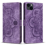 Custodia per telefono in pelle satinata stile retrò con mandala in rilievo., For iPhone 16, For iPhone 15 Pro Max, For iPhone 15 Pro, For iPhone 15 Plus