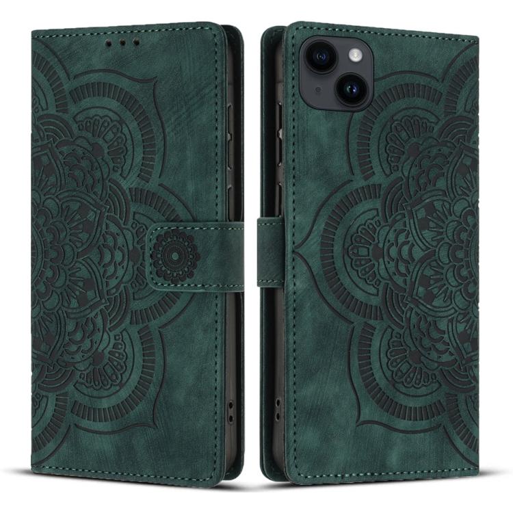 Custodia per telefono in pelle satinata stile retrò con mandala in rilievo., For iPhone 16, For iPhone 15 Pro Max, For iPhone 15 Pro, For iPhone 15 Plus
