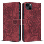 Custodia per telefono in pelle satinata stile retrò con mandala in rilievo., For iPhone 15, For iPhone 14 Plus, For iPhone 14 / 13, For iPhone 14 Pro