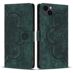 Custodia per telefono in pelle satinata stile retrò con mandala in rilievo., For iPhone 15, For iPhone 14 Plus, For iPhone 14 / 13, For iPhone 14 Pro