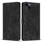 Custodia per telefono in pelle satinata stile retrò con mandala in rilievo., For iPhone 15, For iPhone 14 Plus, For iPhone 14 / 13, For iPhone 14 Pro
