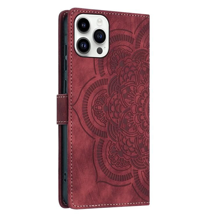 Custodia per telefono in pelle satinata stile retrò con mandala in rilievo., For iPhone 14 Pro Max, For iPhone 7 / 8 / SE 2022, For iPhone 13 Pro Max, For iPhone 13 Pro