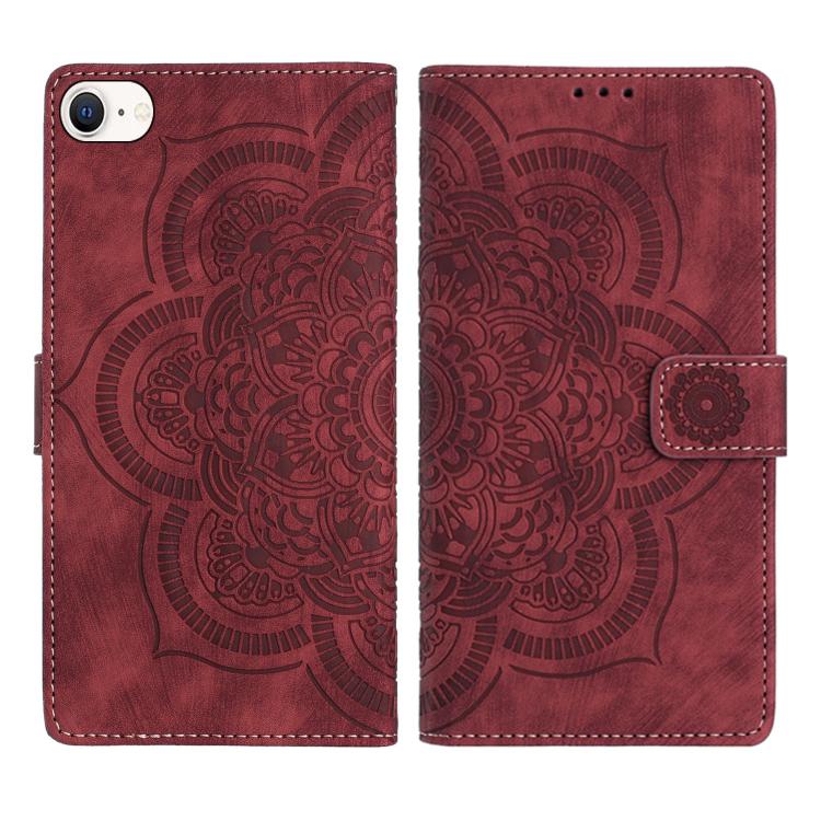 Custodia per telefono in pelle satinata stile retrò con mandala in rilievo., For iPhone 14 Pro Max, For iPhone 7 / 8 / SE 2022, For iPhone 13 Pro Max, For iPhone 13 Pro