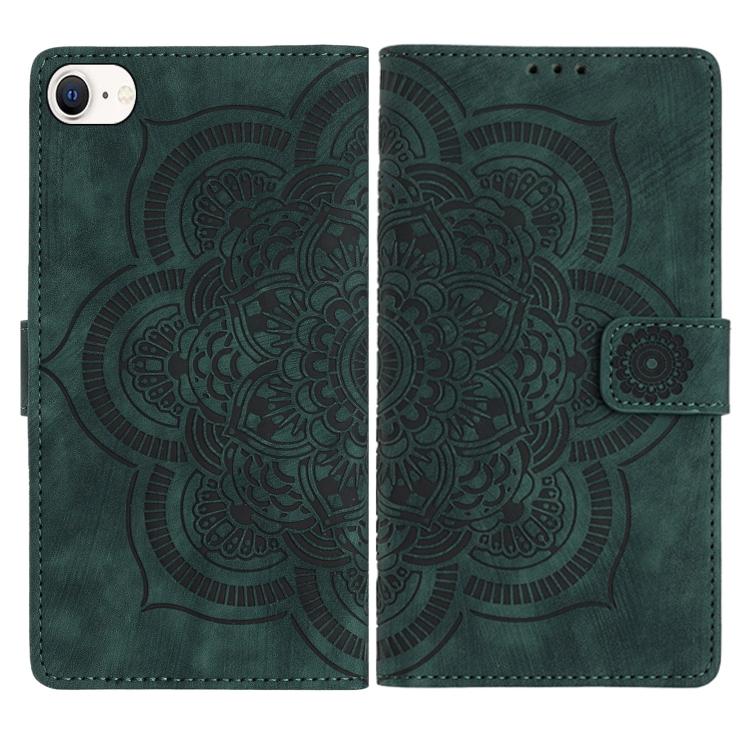 Custodia per telefono in pelle satinata stile retrò con mandala in rilievo., For iPhone 14 Pro Max, For iPhone 7 / 8 / SE 2022, For iPhone 13 Pro Max, For iPhone 13 Pro