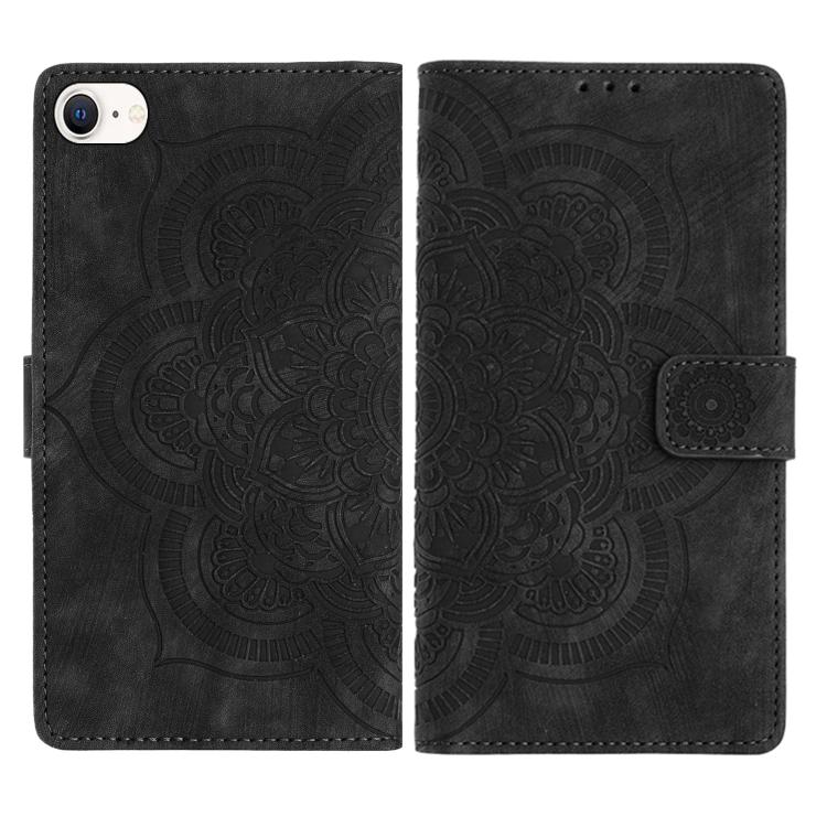 Custodia per telefono in pelle satinata stile retrò con mandala in rilievo., For iPhone 14 Pro Max, For iPhone 7 / 8 / SE 2022, For iPhone 13 Pro Max, For iPhone 13 Pro