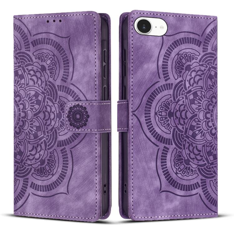 Custodia per telefono in pelle satinata stile retrò con mandala in rilievo., For iPhone 17e / 16e, For iPhone 17 Pro Max, For iPhone 17 Pro, For iPhone 17
