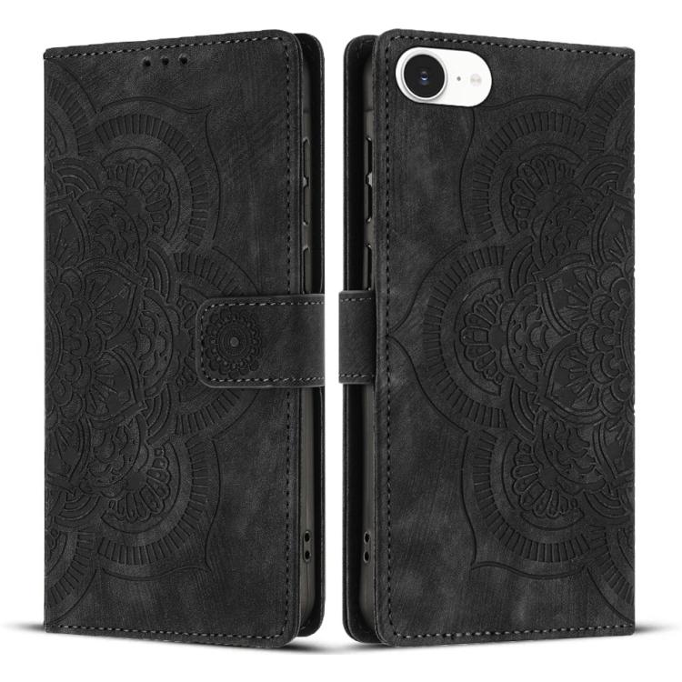 Custodia per telefono in pelle satinata stile retrò con mandala in rilievo., For iPhone 17e / 16e, For iPhone 17 Pro Max, For iPhone 17 Pro, For iPhone 17