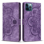 Custodia per telefono in pelle satinata stile retrò con mandala in rilievo., For iPhone 12 mini / 13 mini, For iPhone 12 / 12 Pro, For iPhone 12 Pro Max, For iPhone 11 Pro Max