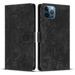 Custodia per telefono in pelle satinata stile retrò con mandala in rilievo., For iPhone 12 mini / 13 mini, For iPhone 12 / 12 Pro, For iPhone 12 Pro Max, For iPhone 11 Pro Max