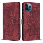 Custodia per telefono in pelle satinata stile retrò con mandala in rilievo., For iPhone 12 mini / 13 mini, For iPhone 12 / 12 Pro, For iPhone 12 Pro Max, For iPhone 11 Pro Max
