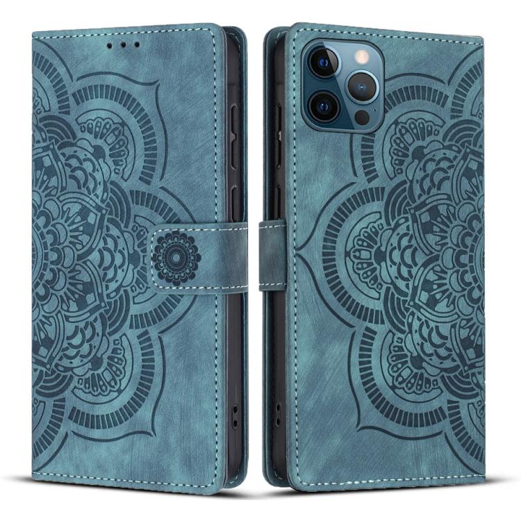 Custodia per telefono in pelle satinata stile retrò con mandala in rilievo., For iPhone 12 mini / 13 mini, For iPhone 12 / 12 Pro, For iPhone 12 Pro Max, For iPhone 11 Pro Max