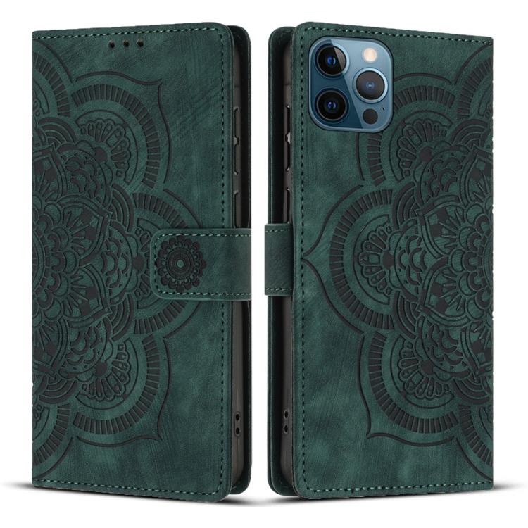 Custodia per telefono in pelle satinata stile retrò con mandala in rilievo., For iPhone 12 mini / 13 mini, For iPhone 12 / 12 Pro, For iPhone 12 Pro Max, For iPhone 11 Pro Max