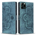 Custodia per telefono in pelle satinata stile retrò con mandala in rilievo., For iPhone 12 mini / 13 mini, For iPhone 12 / 12 Pro, For iPhone 12 Pro Max, For iPhone 11 Pro Max