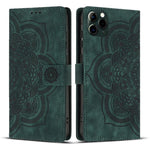 Custodia per telefono in pelle satinata stile retrò con mandala in rilievo., For iPhone 12 mini / 13 mini, For iPhone 12 / 12 Pro, For iPhone 12 Pro Max, For iPhone 11 Pro Max