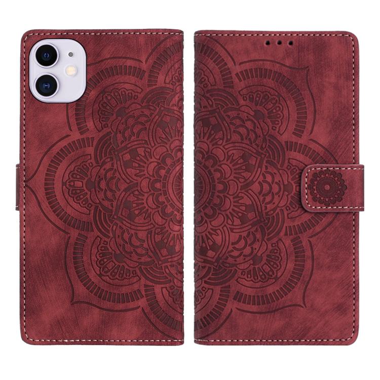 Custodia per telefono in pelle satinata stile retrò con mandala in rilievo., For iPhone 11, For iPhone 11 Pro, For iPhone X / XS, For iPhone XR