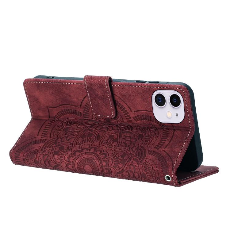 Custodia per telefono in pelle satinata stile retrò con mandala in rilievo., For iPhone 11, For iPhone 11 Pro, For iPhone X / XS, For iPhone XR