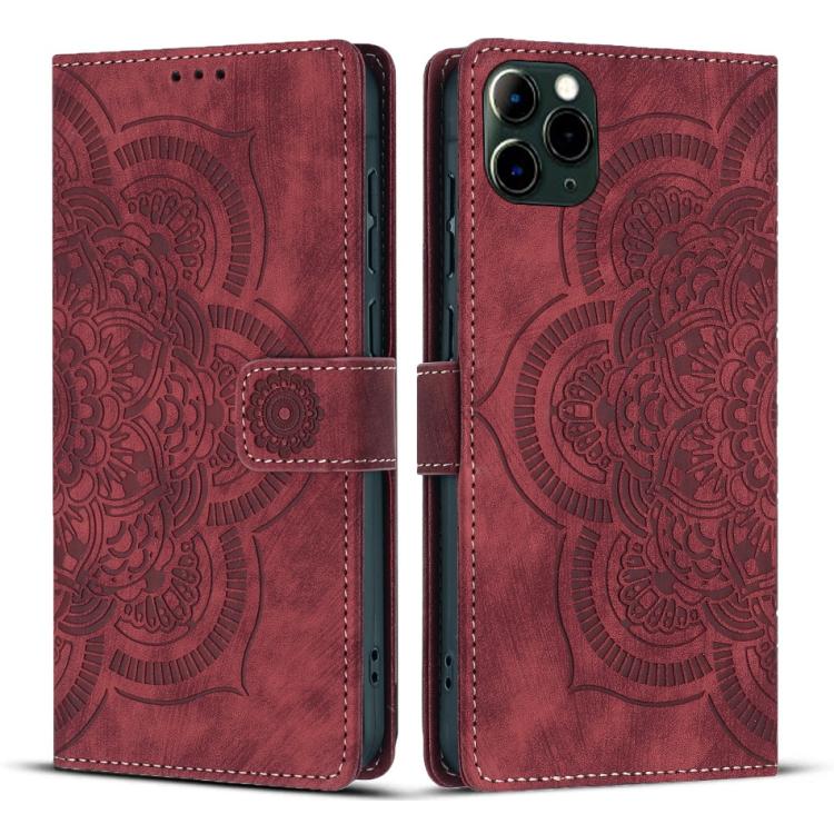 Custodia per telefono in pelle satinata stile retrò con mandala in rilievo., For iPhone 11, For iPhone 11 Pro, For iPhone X / XS, For iPhone XR