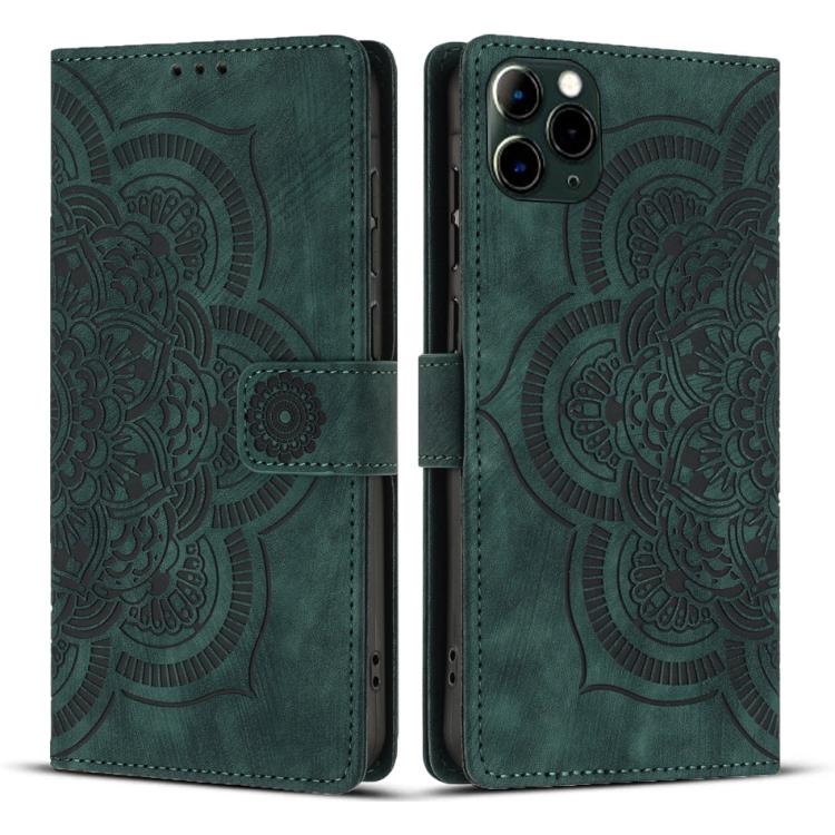 Custodia per telefono in pelle satinata stile retrò con mandala in rilievo., For iPhone 11, For iPhone 11 Pro, For iPhone X / XS, For iPhone XR