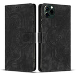 Custodia per telefono in pelle satinata stile retrò con mandala in rilievo., For iPhone 11, For iPhone 11 Pro, For iPhone X / XS, For iPhone XR