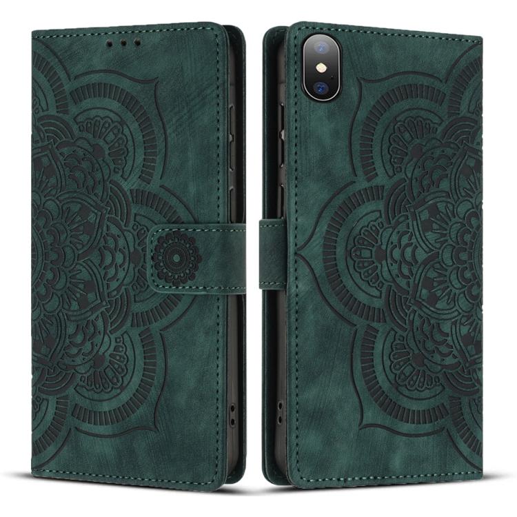 Custodia per telefono in pelle satinata stile retrò con mandala in rilievo., For iPhone 11, For iPhone 11 Pro, For iPhone X / XS, For iPhone XR