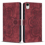Custodia per telefono in pelle satinata stile retrò con mandala in rilievo., For iPhone 11, For iPhone 11 Pro, For iPhone X / XS, For iPhone XR