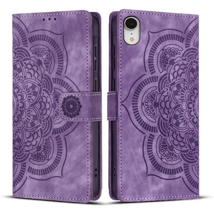 Custodia per telefono in pelle satinata stile retrò con mandala in rilievo., For iPhone 11, For iPhone 11 Pro, For iPhone X / XS, For iPhone XR
