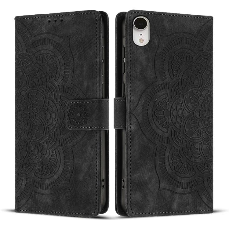 Custodia per telefono in pelle satinata stile retrò con mandala in rilievo., For iPhone 11, For iPhone 11 Pro, For iPhone X / XS, For iPhone XR