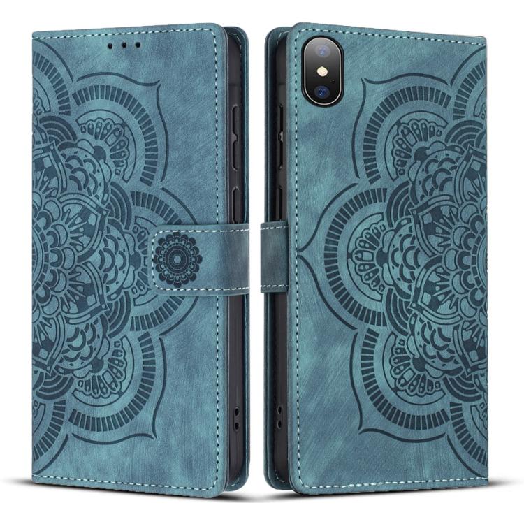 Custodia per telefono in pelle satinata stile retrò con mandala in rilievo., For iPhone XS Max, For iPhone 7 Plus / 8 Plus