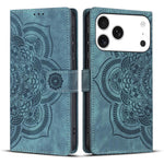 Custodia per telefono in pelle satinata stile retrò con mandala in rilievo., For iPhone 17e / 16e, For iPhone 17 Pro Max, For iPhone 17 Pro, For iPhone 17