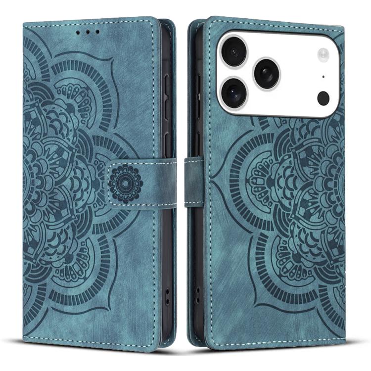 Custodia per telefono in pelle satinata stile retrò con mandala in rilievo., For iPhone 17e / 16e, For iPhone 17 Pro Max, For iPhone 17 Pro, For iPhone 17