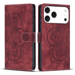 Custodia per telefono in pelle satinata stile retrò con mandala in rilievo., For iPhone 17e / 16e, For iPhone 17 Pro Max, For iPhone 17 Pro, For iPhone 17