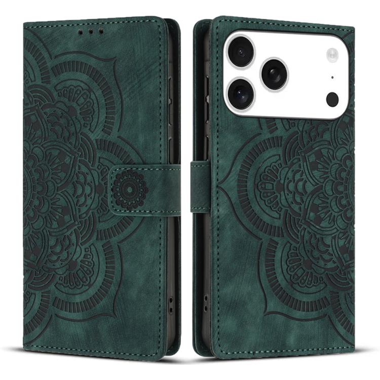 Custodia per telefono in pelle satinata stile retrò con mandala in rilievo., For iPhone 17e / 16e, For iPhone 17 Pro Max, For iPhone 17 Pro, For iPhone 17
