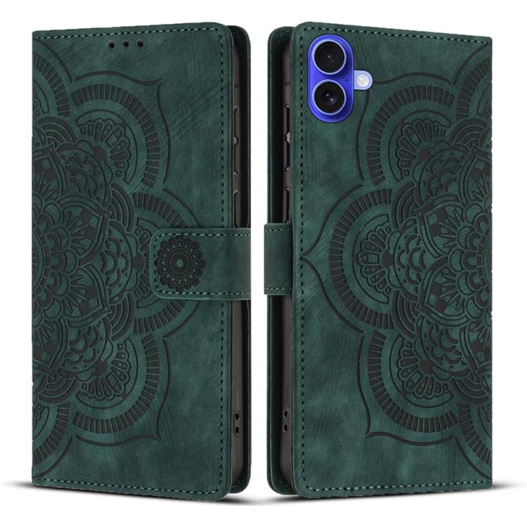 Custodia per telefono in pelle satinata stile retrò con mandala in rilievo., For iPhone 17e / 16e, For iPhone 17 Pro Max, For iPhone 17 Pro, For iPhone 17