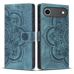 Custodia per telefono in pelle satinata stile retrò con mandala in rilievo., For iPhone Air, For iPhone 16 Pro Max, For iPhone 16 Pro, For iPhone 16 Plus