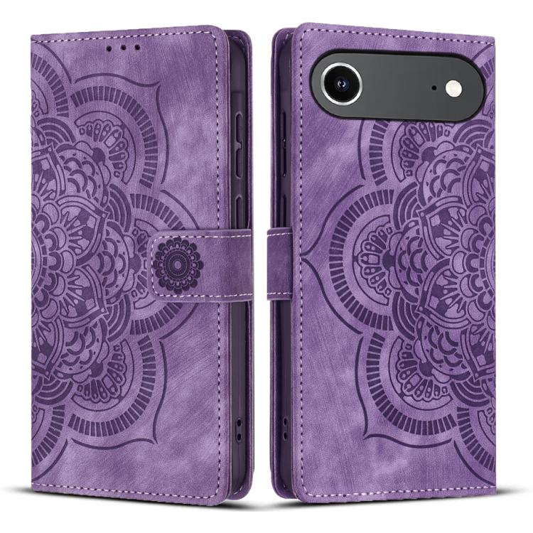 Custodia per telefono in pelle satinata stile retrò con mandala in rilievo., For iPhone Air, For iPhone 16 Pro Max, For iPhone 16 Pro, For iPhone 16 Plus