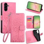 Custodia per telefono in pelle con motivo albero e cervo in rilievo, For Galaxy A57 5G, For Galaxy A37 5G, For Samsung Galaxy A17 5G, For Samsung Galaxy A56 5G