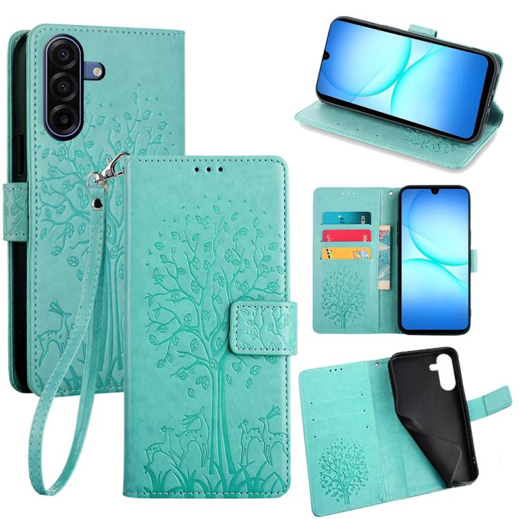 Custodia per telefono in pelle con motivo albero e cervo in rilievo, For Galaxy A57 5G, For Galaxy A37 5G, For Samsung Galaxy A17 5G, For Samsung Galaxy A56 5G