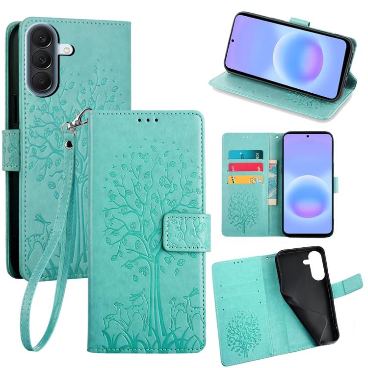 Custodia per telefono in pelle con motivo albero e cervo in rilievo, For Galaxy A57 5G, For Galaxy A37 5G, For Samsung Galaxy A17 5G, For Samsung Galaxy A56 5G