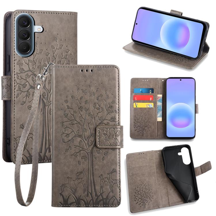 Custodia per telefono in pelle con motivo albero e cervo in rilievo, For Galaxy A57 5G, For Galaxy A37 5G, For Samsung Galaxy A17 5G, For Samsung Galaxy A56 5G