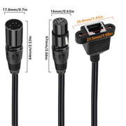 XLR 5 Pin Female to RJ45 Female Audio Cable, Length: 30cm, Female to RJ45