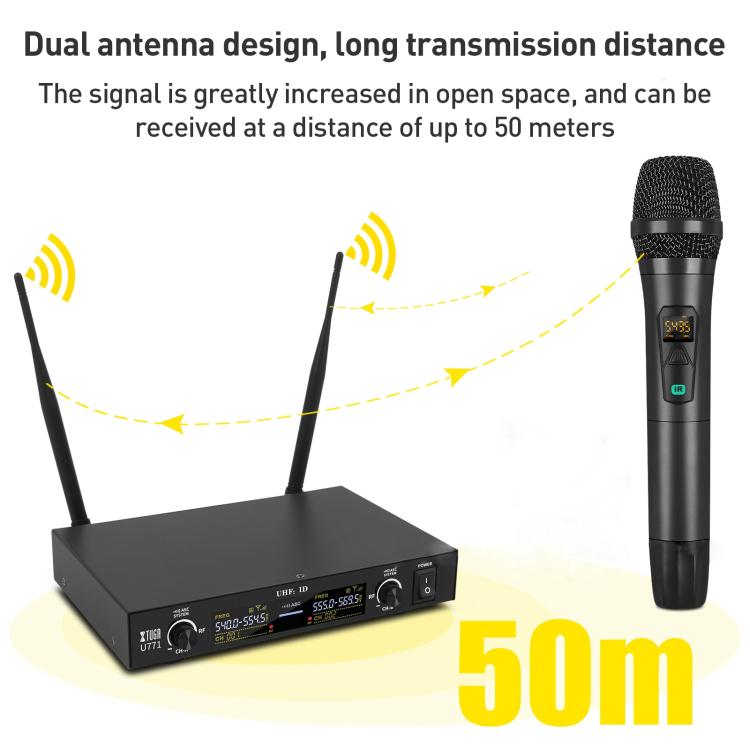 Microfono wireless UHF XTUGA U-771 con 2 microfoni e bodypack