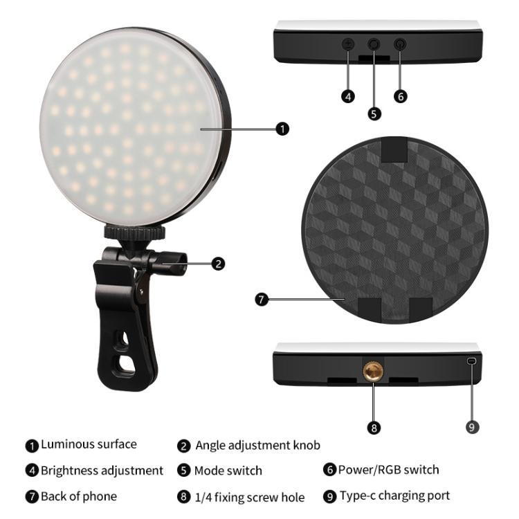 Luce LED portatile GZ-669 RGB tascabile 3200-7200K