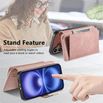 Portafoglio con cerniera ad anelli, protezione RFID, custodia per telefono in pelle MagSafe, For iPhone 16 Plus, For iPhone 16, For iPhone 15 Pro Max