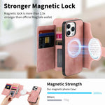 Portafoglio con cerniera ad anelli, protezione RFID, custodia per telefono in pelle MagSafe, For iPhone 15 Pro, For iPhone 15 Plus, For iPhone 15